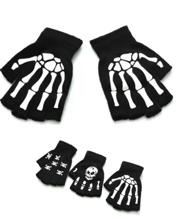 Gloves Fingerless Skeleton Bones
