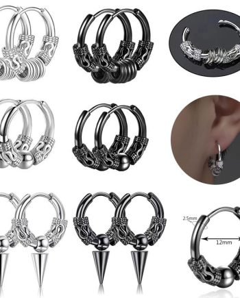 Stainless Steel Earrings -  6 pairs/pack - XKED00141