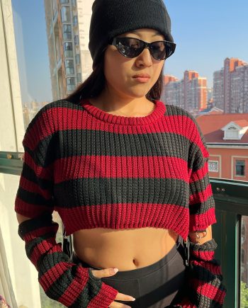 Moon Attic "Luna" Emotic Sweater  – Red / White / Grey / Purple