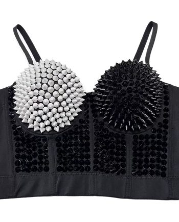Corset Bra Bicolor Spikes - Black & White