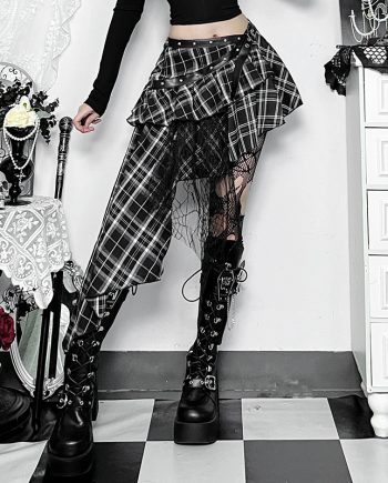 Split Tartan Punk Skirt