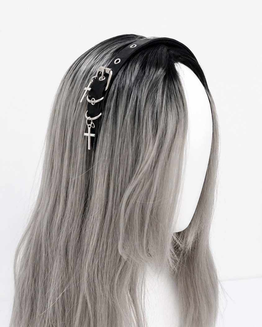 Crucifix Gothic Headband | Religious Goth Head Jewelry Wholesale | 4 Colors