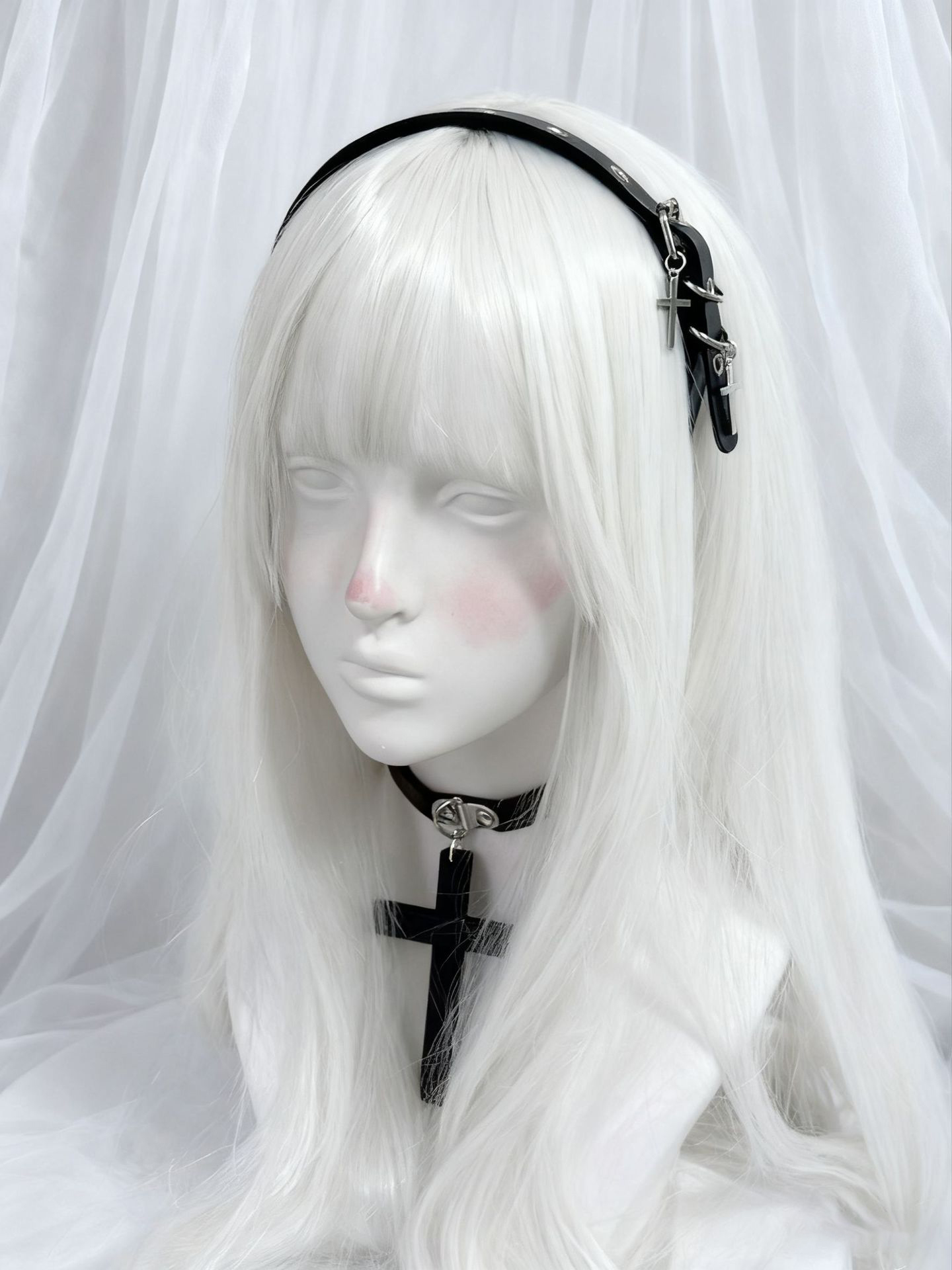 Crucifix Gothic Headband | Religious Goth Head Jewelry Wholesale | 4 Colors