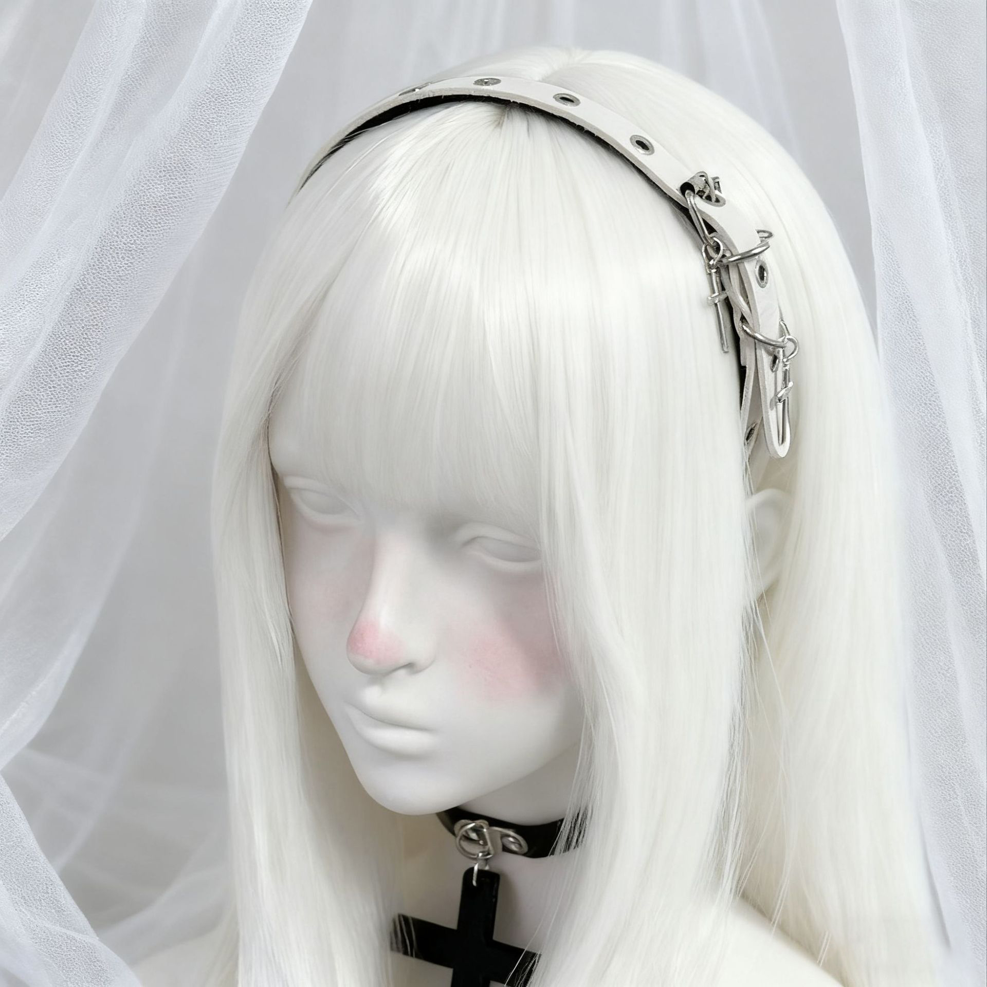 Crucifix Gothic Headband | Religious Goth Head Jewelry Wholesale | 4 Colors